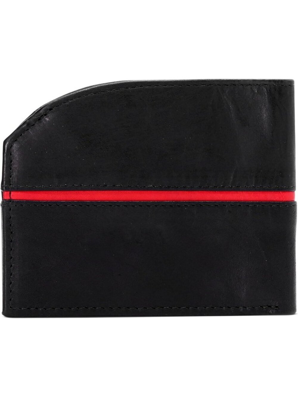 Slim Leather Front Pocket Wallet for Men, RFID, Black/Redline